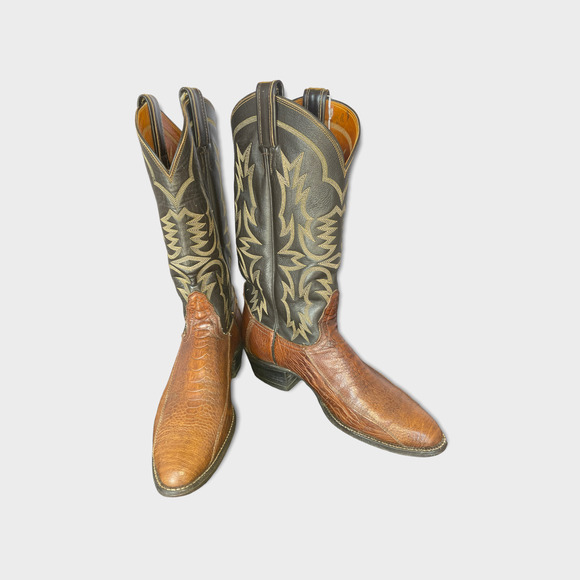 Tony Lama Other - Vintage Tony Lama Men's Black Label Ostrich Leg Cowboy Boots Size 8 D